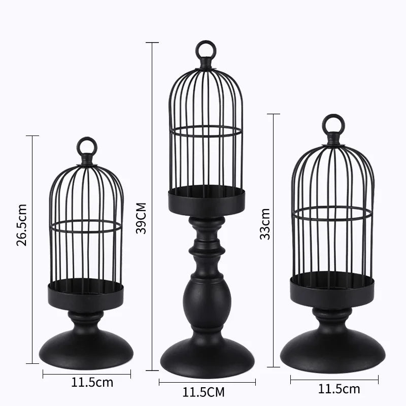 Retro Bird Cage Candlestick for Weddings & Home Decor