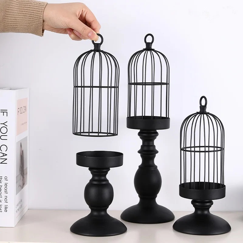 Retro Bird Cage Candlestick for Weddings & Home Decor